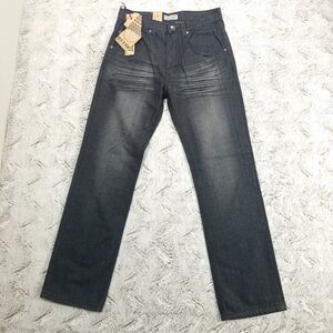 Rock N Run Rnr Jeans Mens Size 32x32 Black Straight Fit Dark Wash Denim New